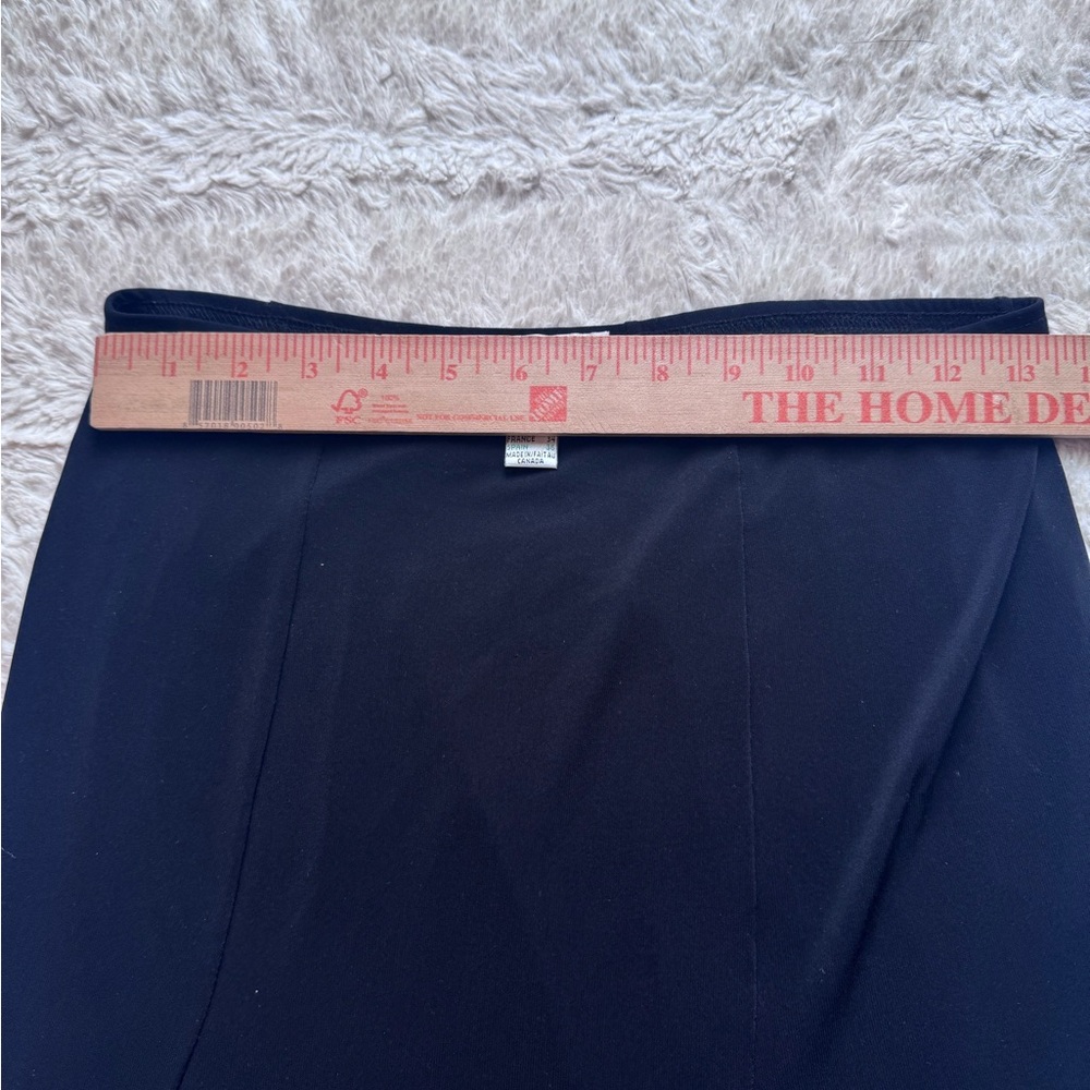 Vintage Joseph Ribkoff Black Asymmetrical Ruffle Skirt Size 4 Midi A-Line - Picture 5 of 6